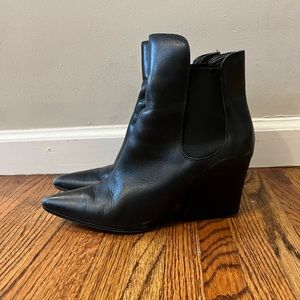 Black leather booties